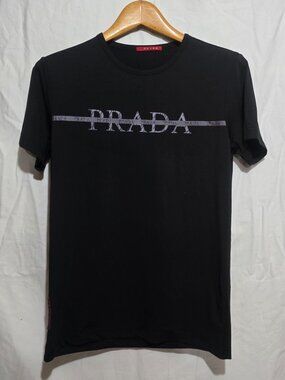 PRADA Made in Italy 80% Silk 20% Lycra SS Crewneck - Black - Sz XXL*